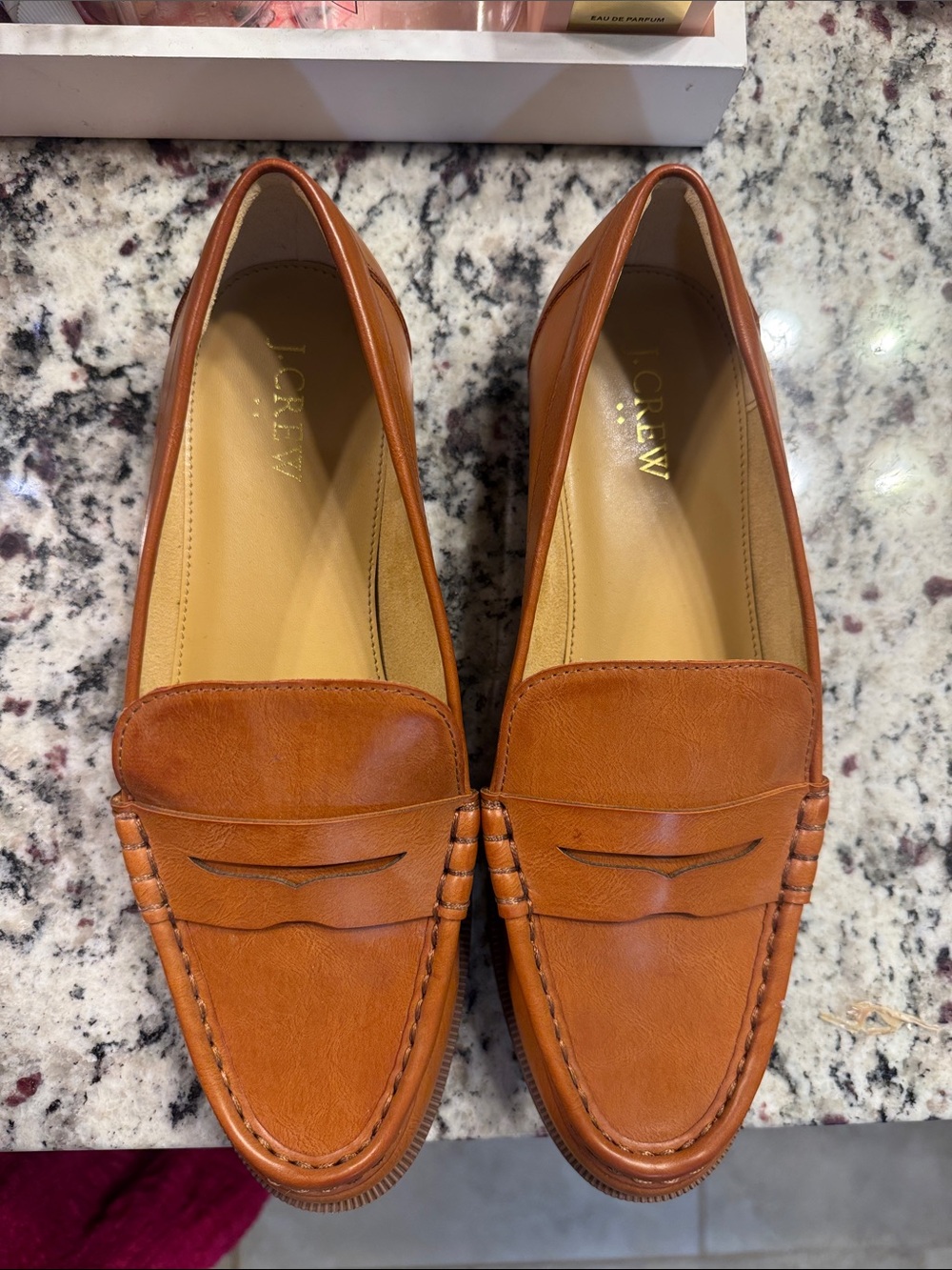 J. Crew Women's Cognac Leather Penny Loafers